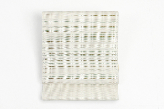 【価格はお問い合わせください】博多織 西村織物 正絹 夏 八寸名古屋帯 単衣用 単八寸 浮遊 うふふ 白×緑系