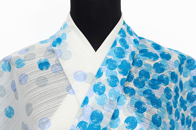 IKS COLLCTION (イクスコレクション）浴衣(ゆかた) 綿  藍モダン 白×青