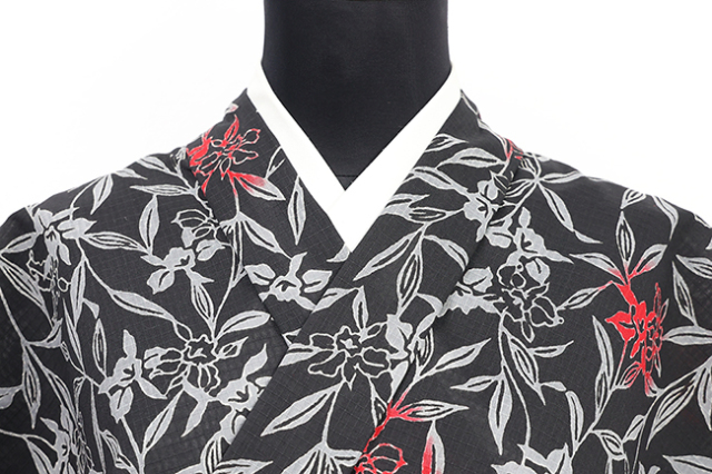 東京都伝統工芸品 井登美 itomi 綿 浴衣(ゆかた) 優華壇 綿紅梅 注染 京更紗 黒