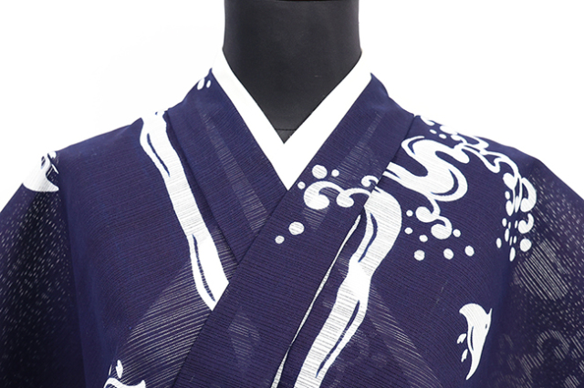 竺仙(ちくせん) 綿 浴衣（ゆかた）千鳥 濃紺
