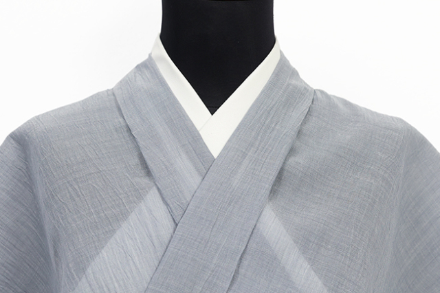 小千谷ちぢみ 本麻 夏着物 吉新織物 楊柳 広幅 縞 灰色 18
