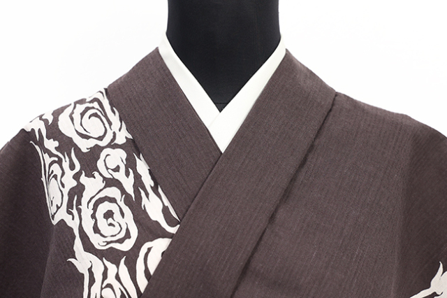 あづまやオリジナル 阿波しじら織 木綿きもの 狐火間道 焦茶