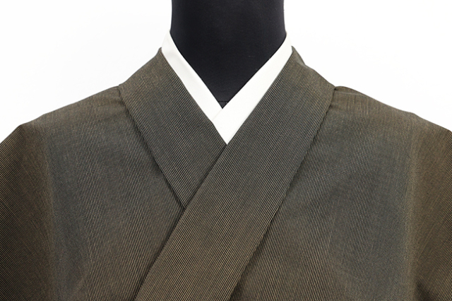 木綿着物 綿さつま 広幅 万筋 ココアブラウン
