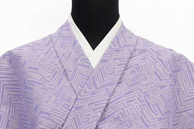 米沢木綿 木綿着物  紋KIPPE(きっぺ) めんこっとん 広幅 ジグザグ 紫