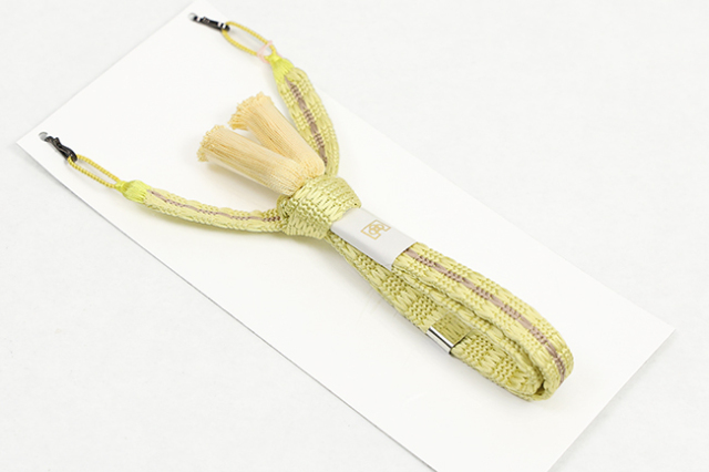 あづまやオリジナル 華千年 正絹 男性用羽織紐 直付けタイプ 黄色×ベージュ B