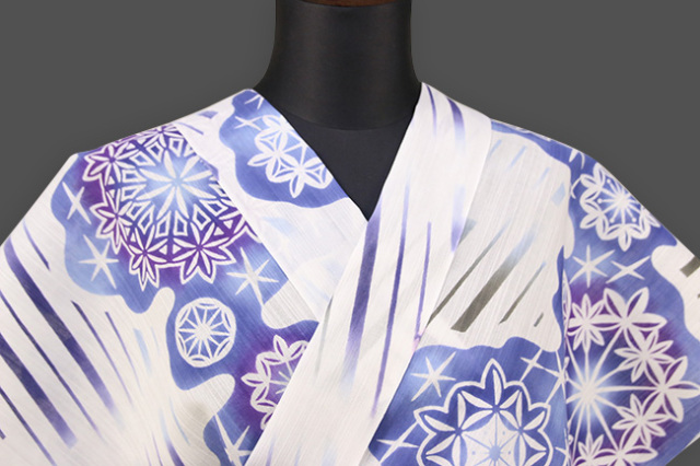 Momo Japan 綺羅雲 浴衣 ゆかた 浜松注染 オーダー仕立て付き サファイア 女性に