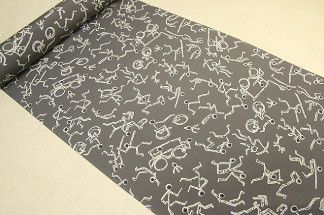 正絹 長襦袢 京友禅 オリンピック競技 灰色