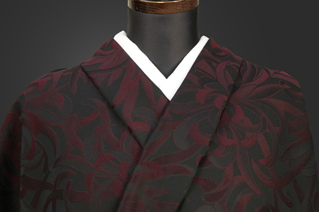 【受注生産品】ワタマサ 洗える正絹お召し着尺 諸口  乱菊2 赤