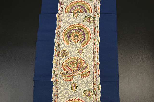【1/9ライブショッピング紹介商品】京都 多ち花 正絹 九寸名古屋帯 献上ペルシャ 青
