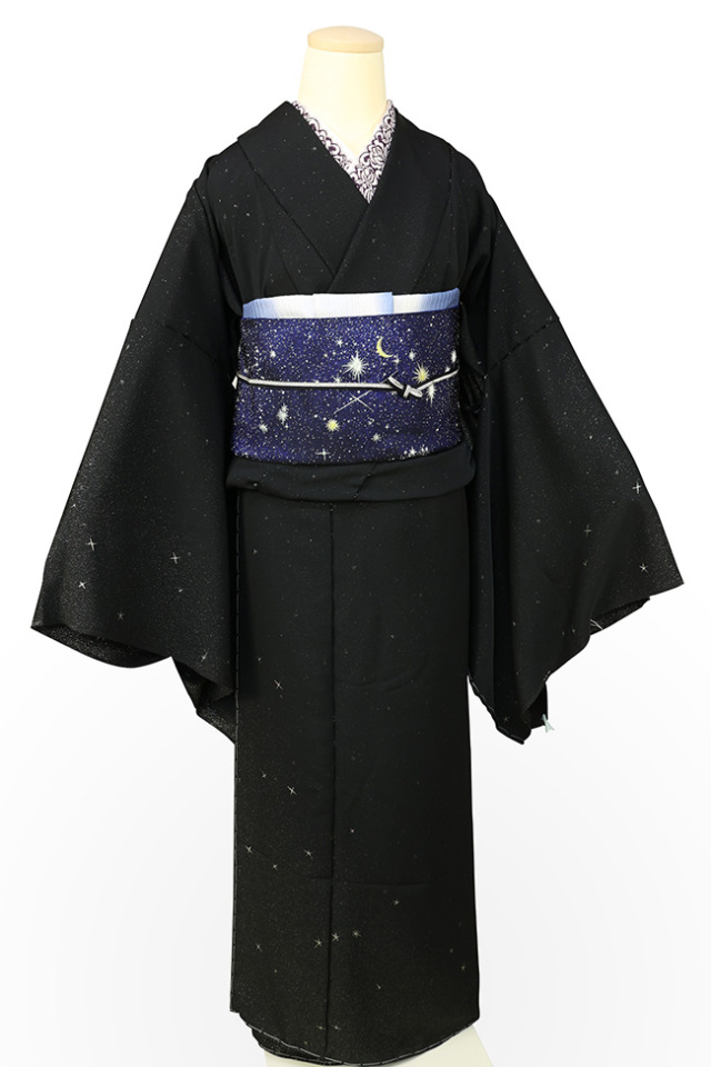 【受注生産品】あづまやオリジナル 丹後ちりめん スターダスト オーダー仕立て付 黒