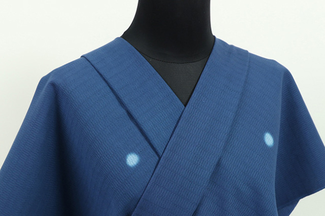 【受注生産品】藤井絞 はごろ木綿 洗える普段着着物 あづまやオリジナル オ蛍ぼかし ネイビーブルー