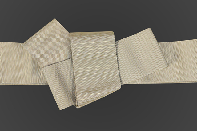 博多織 西村織物 角帯 正絹 悦 ヤスラ段 ベージュ