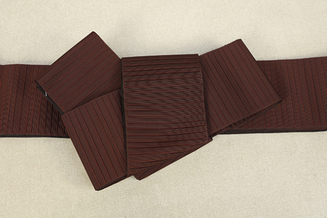 博多織 西村織物 角帯 正絹 悦 ヤスラ段 えんじ