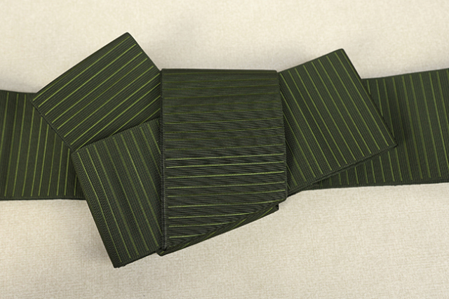 博多織 西村織物 角帯 正絹 悦 ヤスラ段 緑