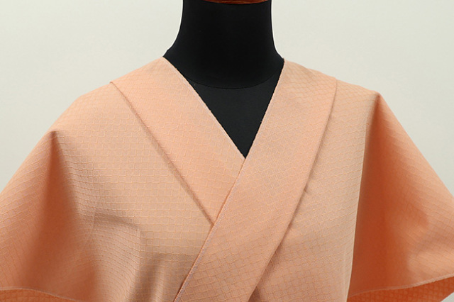 あづまやオリジナル 米沢木綿 木綿着物  紋KIPPE(きっぺ) めんこっとん ダイヤ 濃橙 ◆男女兼用◆