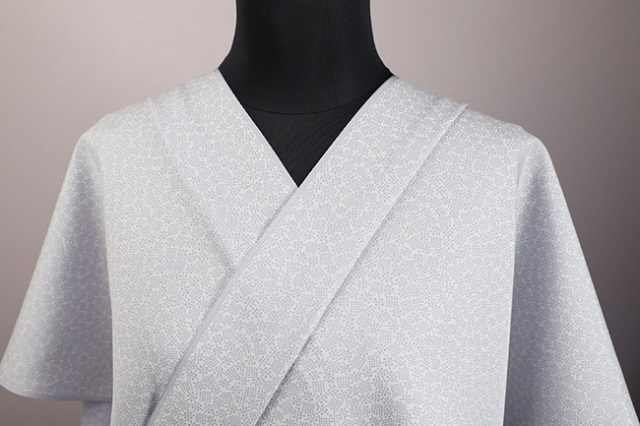 【受注生産品】ワタマサタマサ 洗える正絹お召し着尺 ala elle（アラ・エル） 文字米に柳 青紫