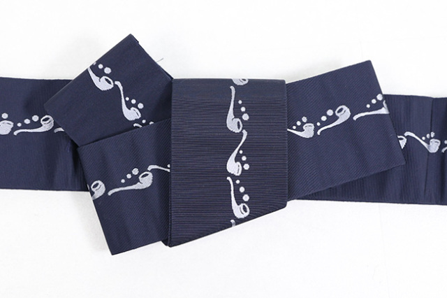 博多織 正絹 角帯 原田織物 パイプ 紺