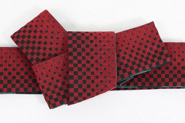 西陣織 蔦屋久兵衛 角帯 スクエア 赤×黒