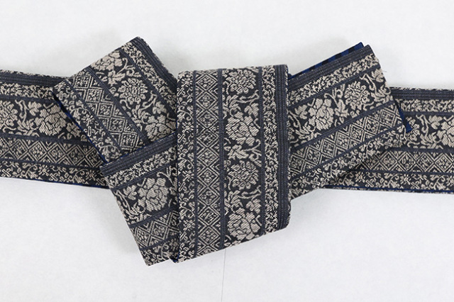 西陣織 蔦屋久兵衛 角帯 更紗 黒×灰
