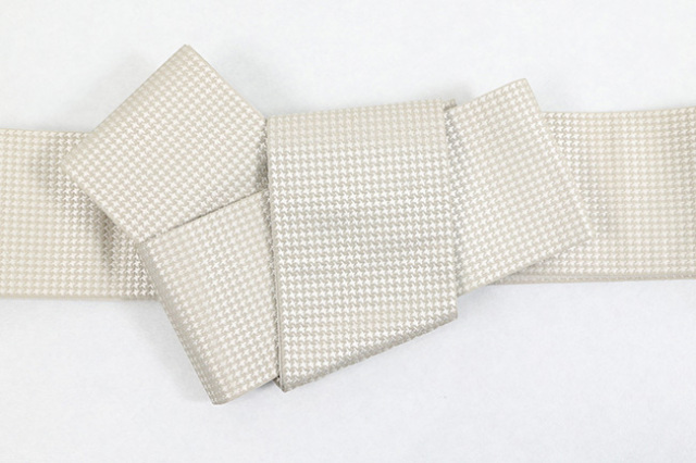 博多織 西村織物 正絹 角帯 千鳥格子 ベージュ