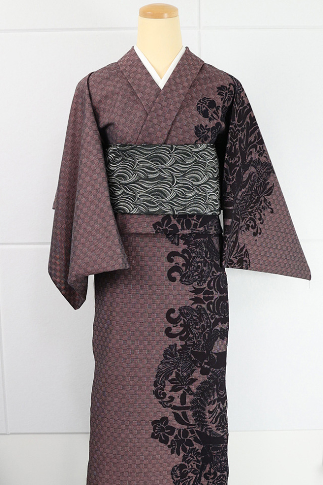 あづまやオリジナル 三河木綿 木綿着物 洗える普段着着物 中厚地 兜 