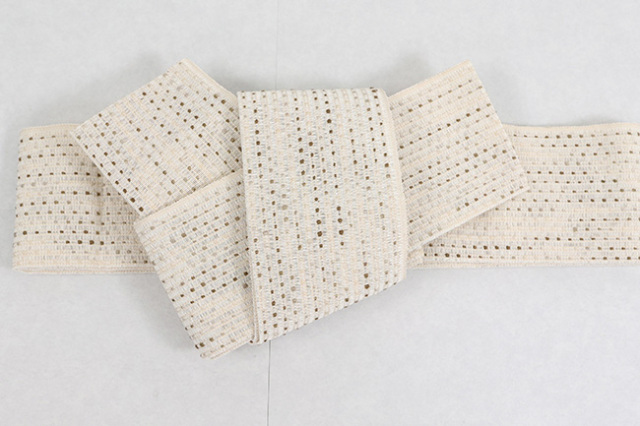 近賢織物 和紙 角帯 流星 生成り色×茶