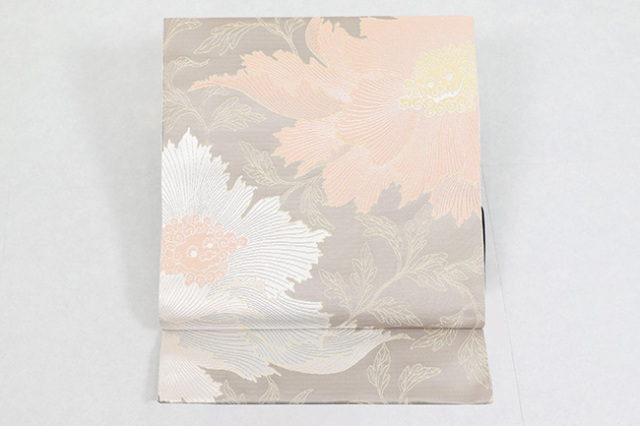 【受注生産品】西村織物 Rライン 博多織 正絹 八寸名古屋帯 百花百獣之王 灰汁鼠