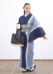 綿麻きもの 59kimono 波打ち際 ネイビー