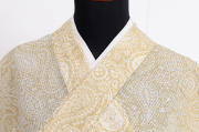 綿麻 紅梅 夏着物 越後型染 紺仁工房  ペイズリー ベージュ