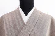 片貝木綿 木綿着物 紺仁工房 杉綾 デニム ベージュ×焦茶