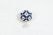 annkogin こぎん刺し 帯留め 花コ模様  白×青