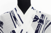 竺仙(ちくせん) 浴衣（ゆかた） 綿絽 金魚市松 白×濃紺