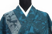 【受注商品】小室庵 セオα ポリエステル 着物 更紗 ブルー