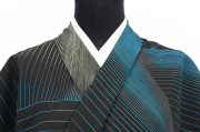 【受注商品】小室庵 セオα ポリエステル 着物 プリズム 青
