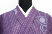 【受注商品】小室庵 セオα ポリエステル 着物 縞亀甲 紫