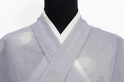 紺仁工房 綿麻紅梅 夏着物 片貝 板〆絞り 丸がさね 薄紫