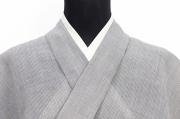 近江ちぢみ 本麻 夏着物 広幅 楊柳 縞 灰色