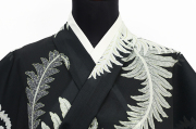 召しませ花 ポリエステル着物 浴衣 セオα 涼花（すずか）羊歯 黒
