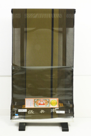本場大島紬 夏大島 正絹 着物 泥染 縞 黄緑×黒