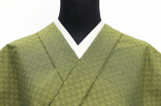 【10/16ライブショッピング紹介商品】あづまやオリジナル 三河木綿 木綿着物 チェッカーボード 黄緑 CH-02