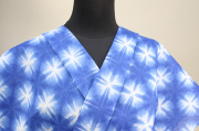 藤井絞 浴衣(ゆかた) 綿麻 雪花絞 青白
