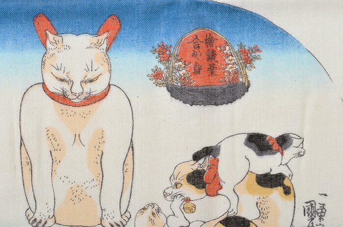 ≪国芳の浮世絵ふんわりてぬぐい≫　タテ型　かが身団扇　【和雑貨】【ハンカチ】【ガーゼ】【日本製】【ご自宅用で４点までメール便対応】