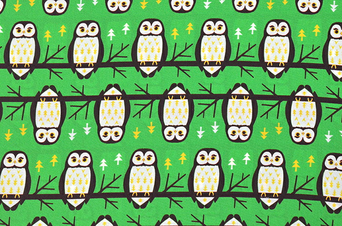 ≪京都　葵屋≫　正絹長襦袢反物　グリーン　ふくろう　【フクロウ】【owl】【普段着】