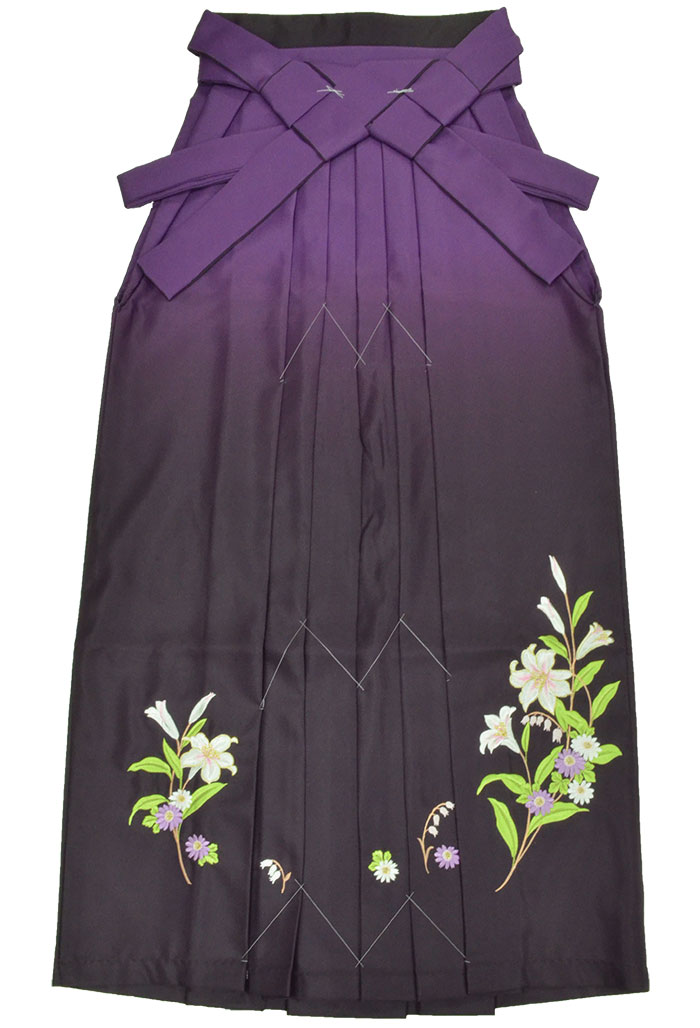 ぼかし刺繍袴　紫　ゆり　ＬＬサイズ　（適応身長約１６５ｃｍ前後）　【卒業式】【はかま】【女性】【レディース】