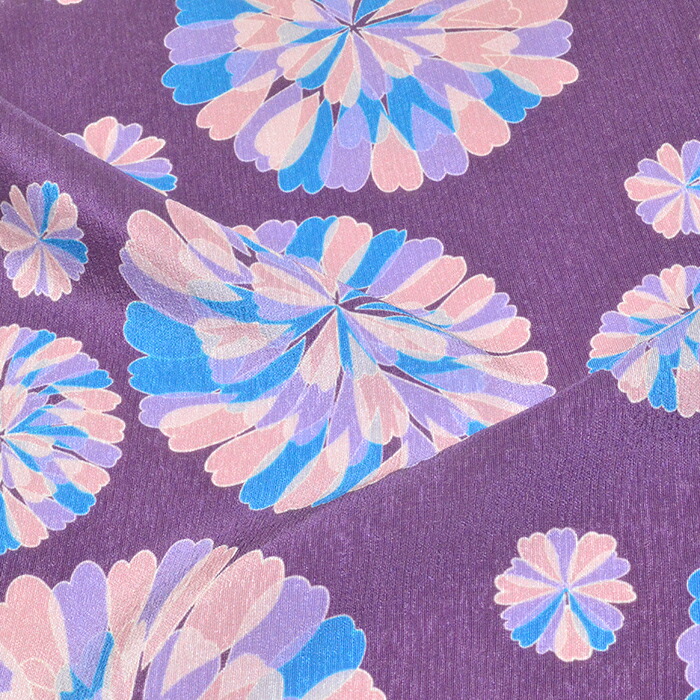 正絹　帯揚げ　赤紫　花　【普段着～礼装】【帯あげ】