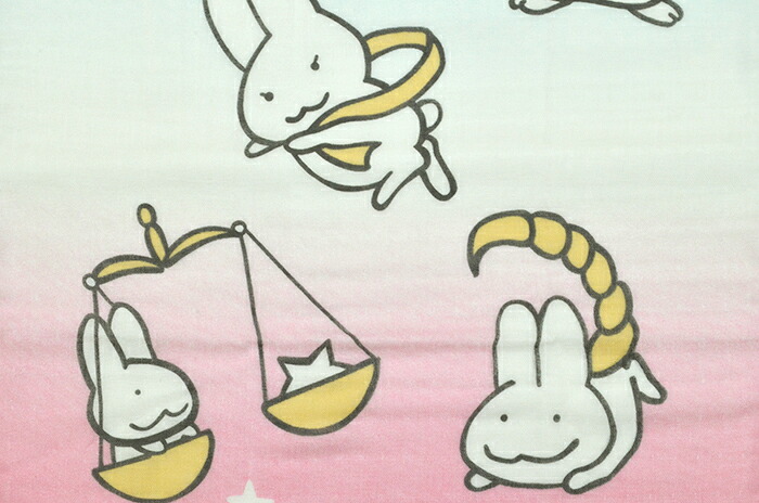 ≪十人兎色≫　ふんわりてぬぐい　「うさぎ☆空」　西村月　【手拭い】【手ぬぐい】【和雑貨】【ハンカチ】【うさぎ】【十二星座】【日本製】【ご自宅用で４点までメール便対応】