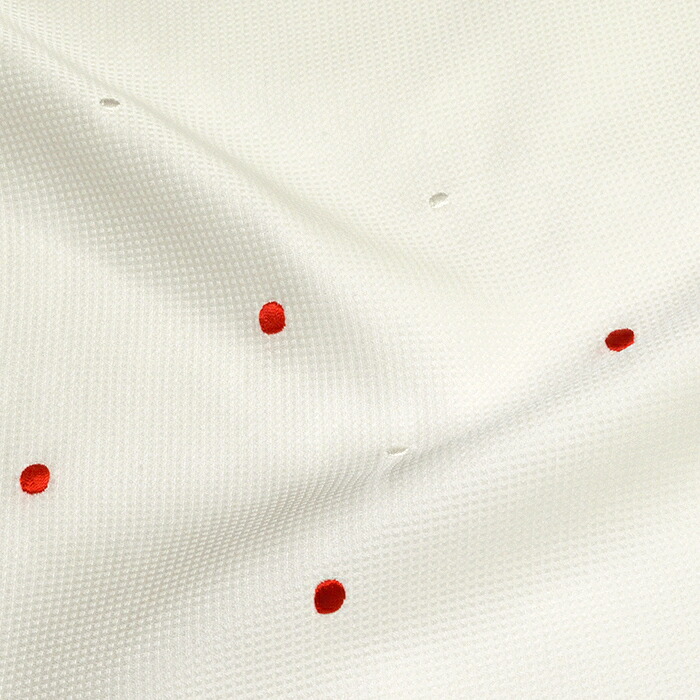 渡敬　丹後ちりめん　正絹帯揚げ　白（ホワイト）　小市松地水玉刺繍　【普段着～礼装】【帯あげ】
