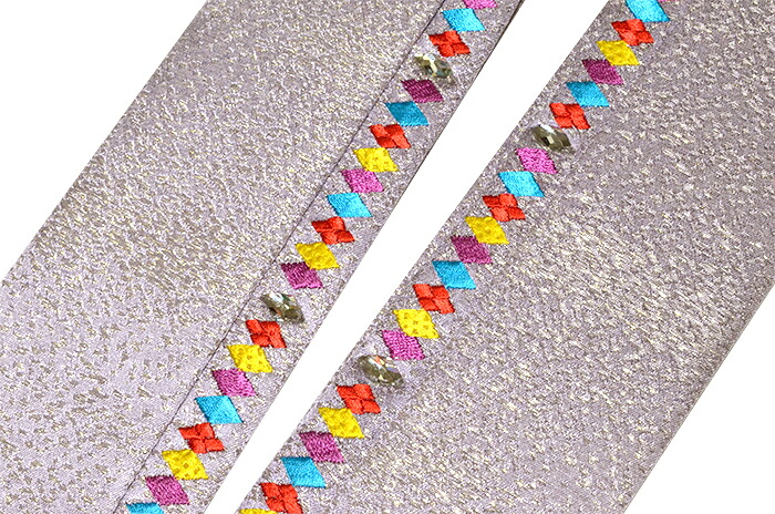 正絹　刺繍入り重ね衿パープル　スワロフスキー付き【振袖】【袴】【成人式】【卒業式】【伊達衿】【だてえり】【日本製】
