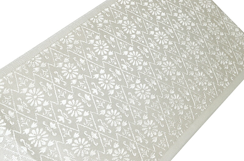 唐織　正絹　刺繍半衿　白　菊松皮菱　【シルク半襟】【黒留袖】【礼装】【フォーマル】【女性】【レディース】