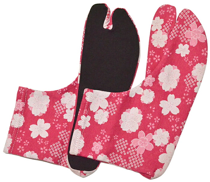 柄足袋ソックス　フリーサイズ　濃ピンク　桜　【足袋カバー】【足袋靴下】【たび】【袴】　【レディース】【女性】【tabisocks】【made in JAPAN】